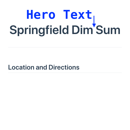 Screen shot of home page with hero text